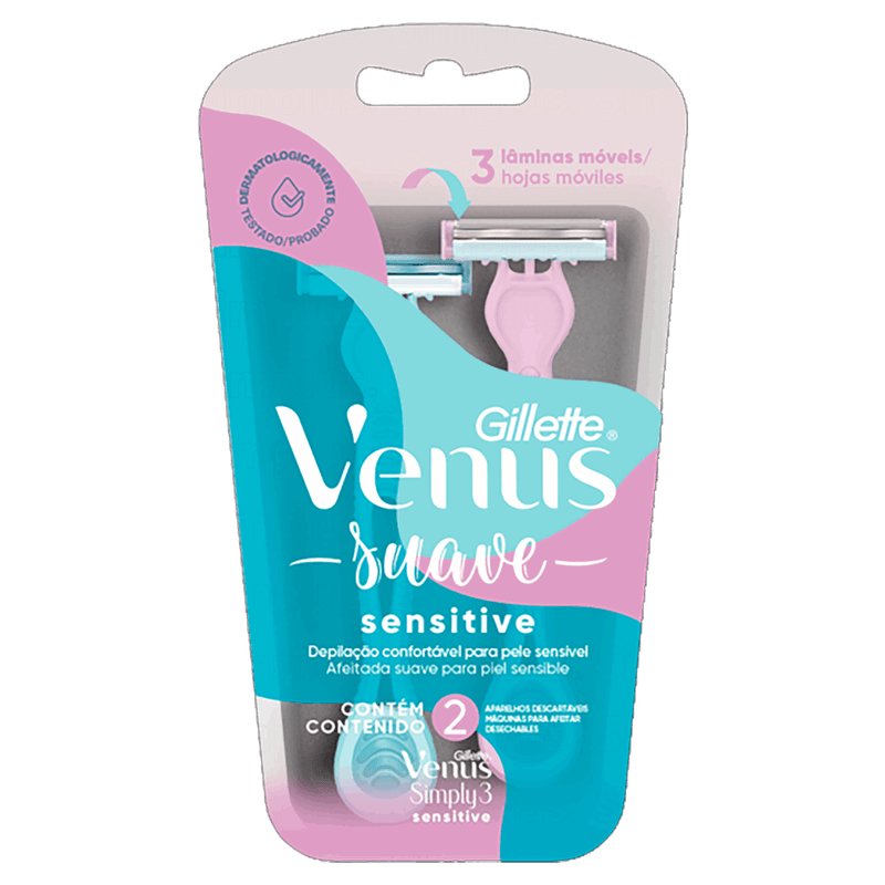 Aparelho Descartável para Depilar Gillette Venus Simply3 Sensitive 2 Unidades