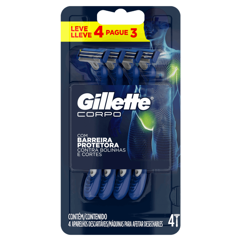 Aparelho Descartável Corpo Gillette Leve 4 Pague 3 Unidades
