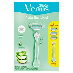 Kit 1 Aparelho Recarregável + 3 Cargas para Barbear Gillette Venus