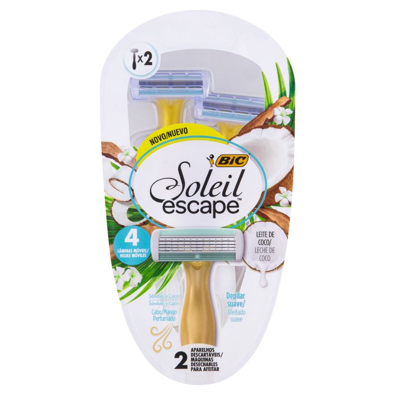 Aparelho Descartável para Depilar Sândalo e Coco Bic Soleil Escape 2 Unidades