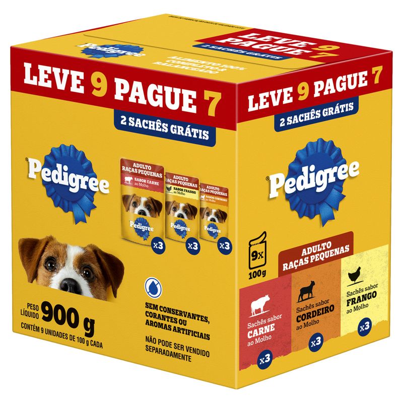 Ração Pedigree Raças Pequeno Leve 9 Pague 7 Caixa 900g