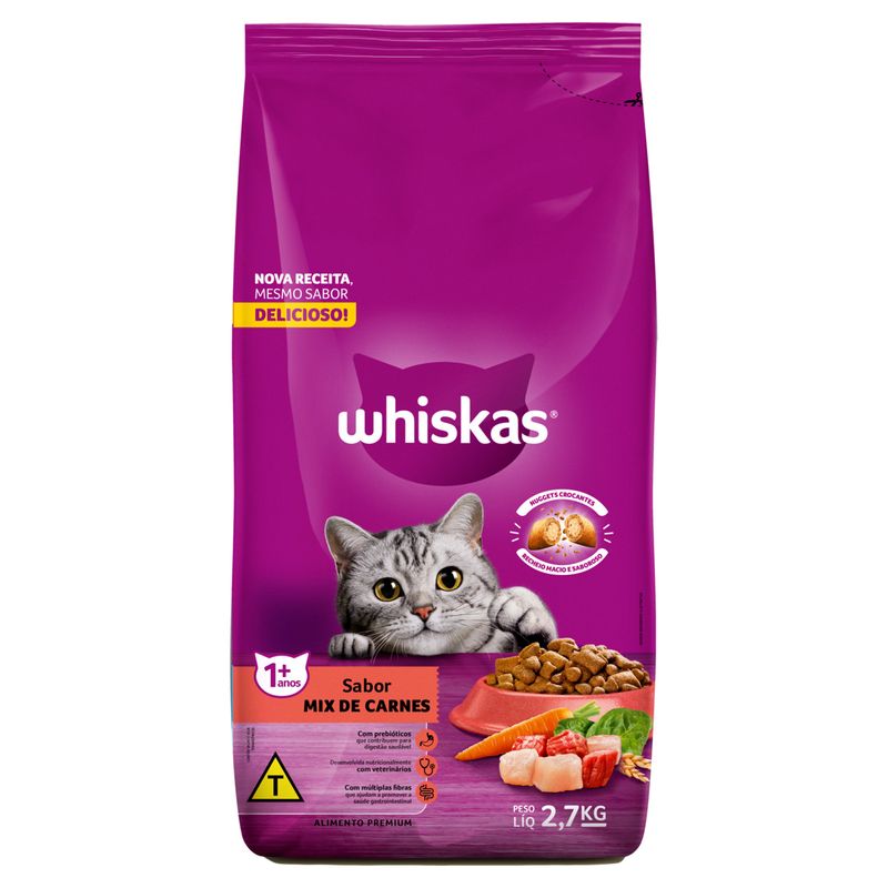Ração Whiskas Adulto Mix De Carnes Pacote 2 7kg