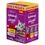 Ração Whiskas Sachê Carne/Frango/Salmão Leve 5 Pague 4 Caixa 425g