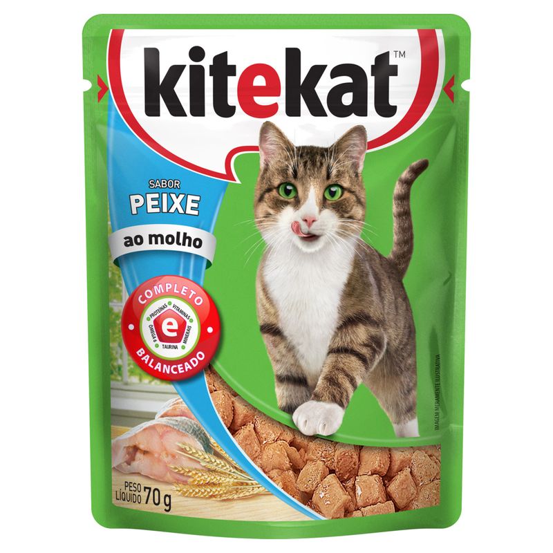 Ração Kitekat Gatos Adultos Sachê Sabor Peixe 70g