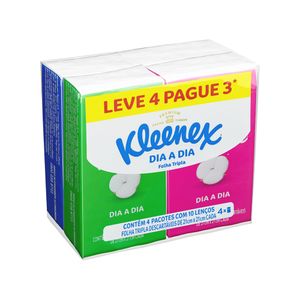 Pack Lenço de Papel Folha Tripla Suave Kleenex Dia a Dia Pacote Leve 4 Pague 3 Unidades