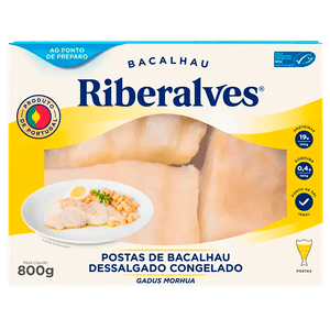 Posta Bacalhau Riveralves Dessalgado Congelado Gadus Morhua Caixa 800g