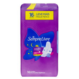 Absorvente com Abas Noite e Dia Suave Sempre Livre Adapt Plus Pacote 16 Unidades Leve Mais Pague Menos