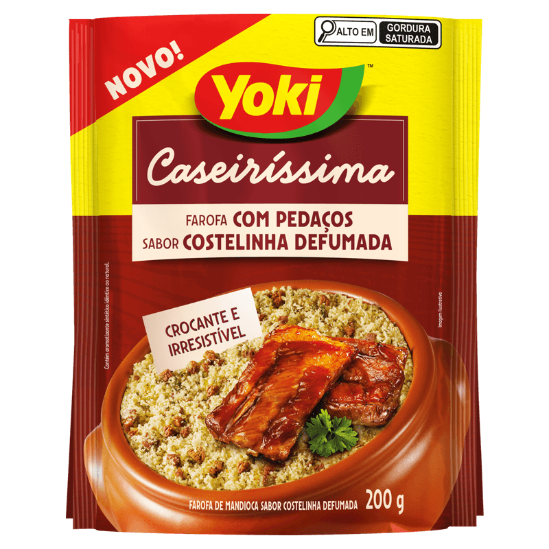 Farofa Yoki com Pedaços Sabor Costelinha Defumada Pacote 200g
