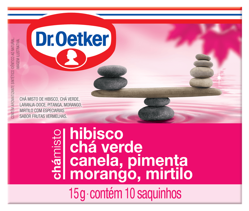 Chá de Hibisco,Verde,Canela e Morango Dr Oetker Caixa 15g