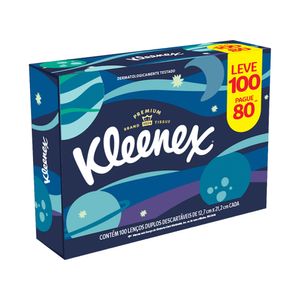 Lenço de Papel Folha Dupla Kleenex Caixa Leve 100 Pague 80 Unidades