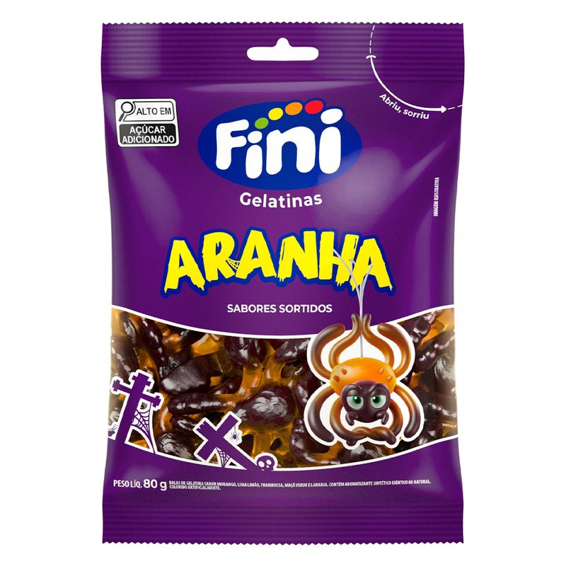 Bala Gelatina Aranha Fini Pacote 80g