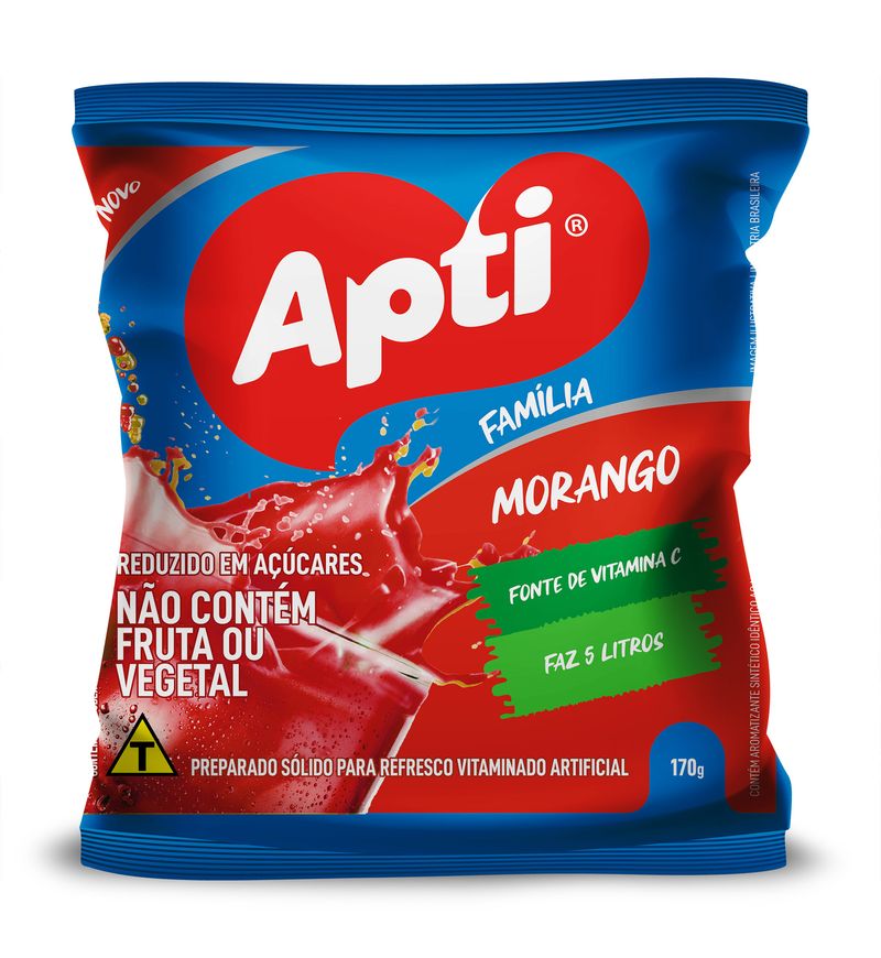 Refresco em Pó Apti Sabor Morango Pacote 170g