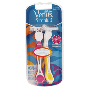 Aparelho Descartável para Depilar Gillette Venus Simply 3 Cartela 2 Unidades