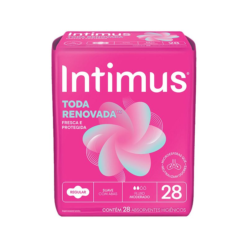 Absorvente Intimus Toda Renovada Suave com Abas Fluxo Moderado 28 Unidades