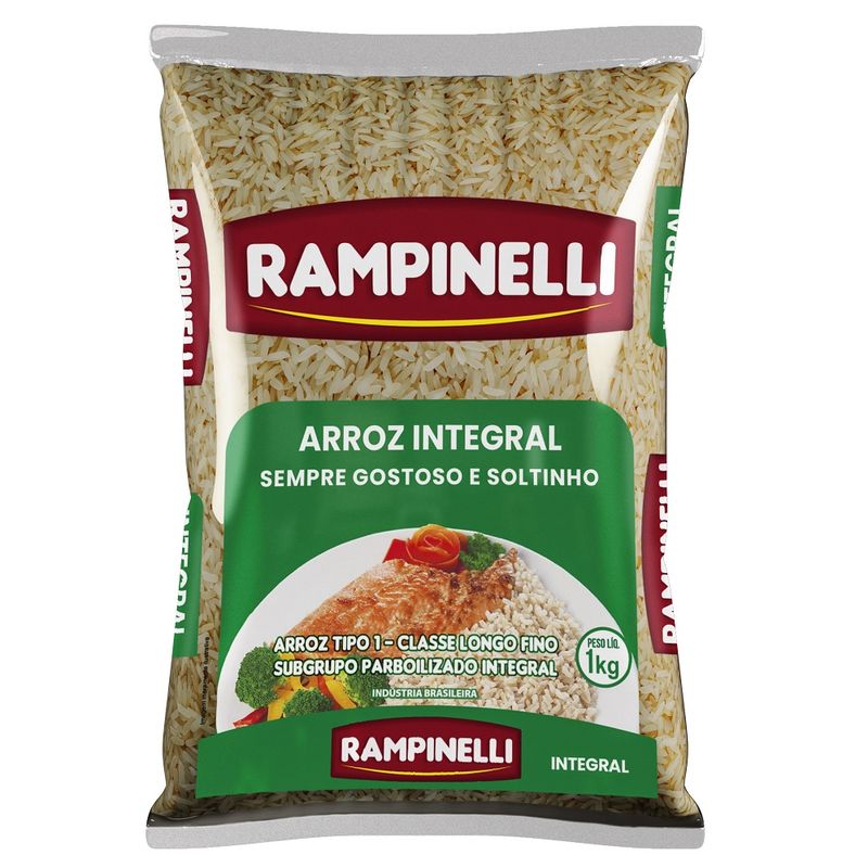 Arroz Rampinelli Integral Parboilizado Tipo 1 Pacote 1kg