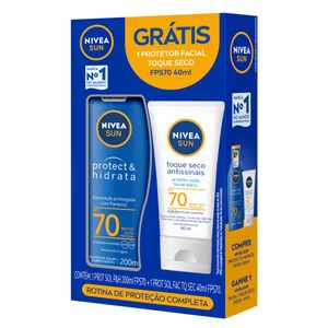 Kit Protetor Solar FPS70 Gratis Facial Nívea Frasco 240ml