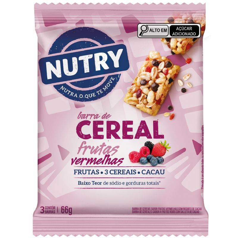 Barra de Cereal Nutry Frutas Vermelhas Pacote 3 Unidades