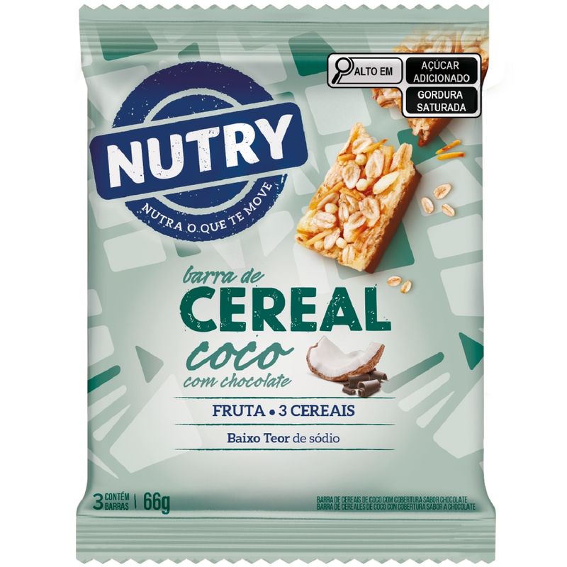 Barra de Cereal Nutry Coco com Chocolate Pacote 3 Unidades