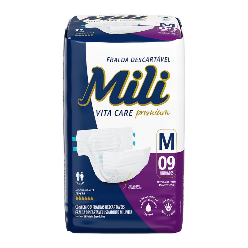 Fralda Mili Vita Care M Pacote 9 Unidades