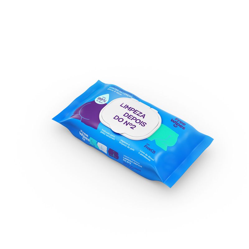 Lenço Umedecido Higiênico Free Wipes Pacote 50 Unidades