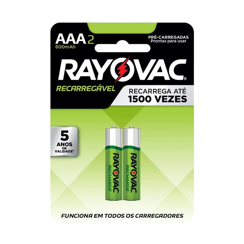 Pilha Recarregável AAA Rayovac Cartela 2 Unidades