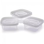 Pote Plasútil Clic Quadrado 580ml Conjunto 3 Peças