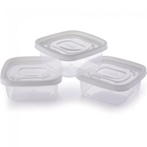 Pote Plasútil Clic Quadrado 580ml Conjunto 3 Peças