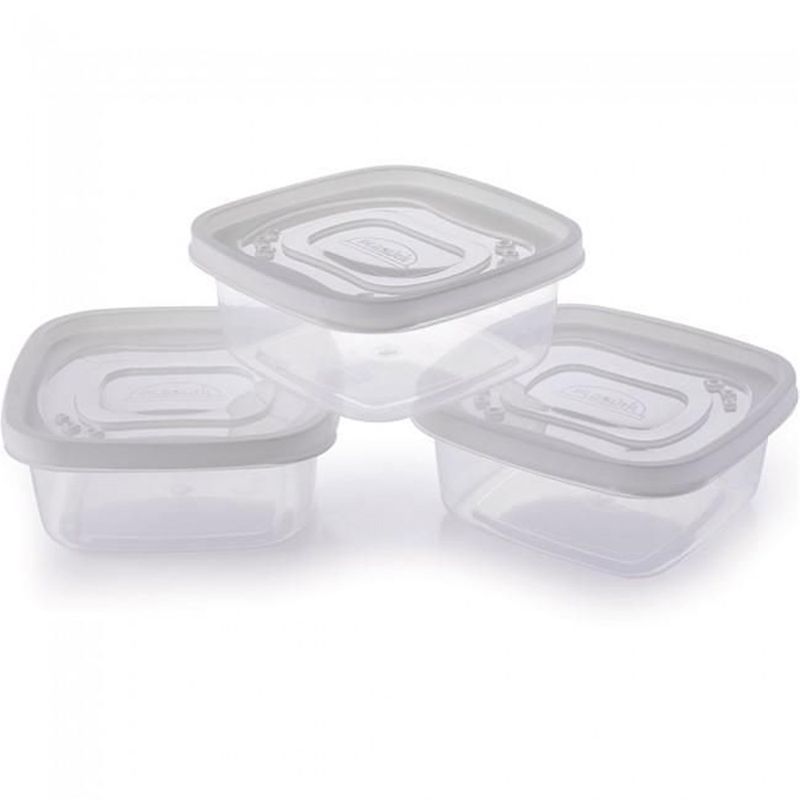 Pote Plasútil Clic Quadrado 580ml Conjunto 3 Peças