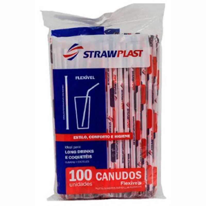 Canudo Strawplast Descartável Sachet Pacote 100 Unidades