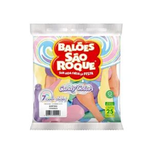 Balao São Roque Candy Colors Sortido Pacote 25 Unidades
