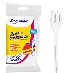 Garfo Strawplast Festa Cristal Pacote 50 Unidades