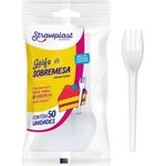 Garfo Strawplast Festa Branco Pacote 50 Unidades