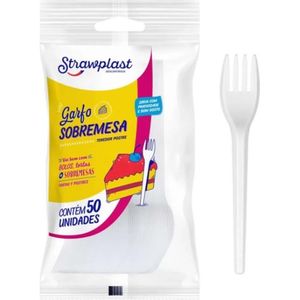 Garfo Strawplast Festa Branco Pacote 50 Unidades