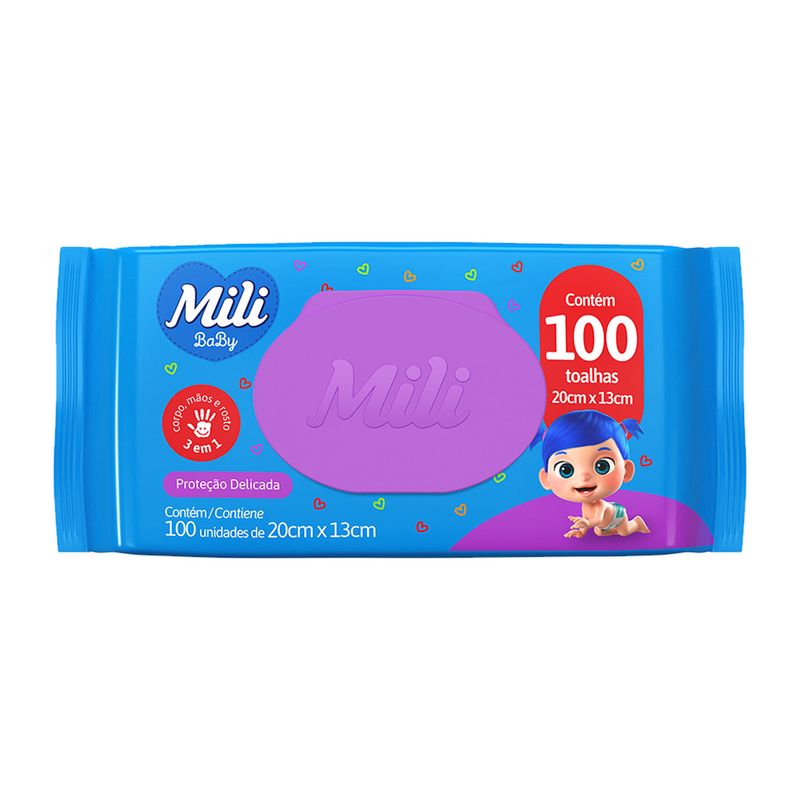 Toalha Umedecida Mili Baby Pacote 100 Unidades
