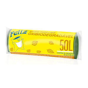 Sacos para Lixo Feliz Oxibiodegrádavel 50 Litros Pacote 30 Unidades