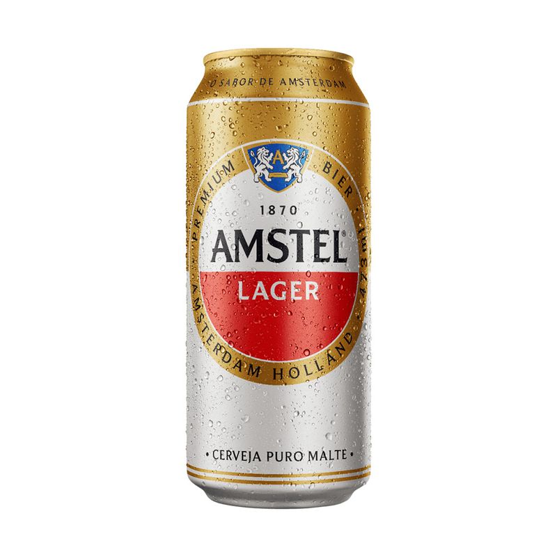 Cerveja Lager Puro Malte Amstel Lata 473ml