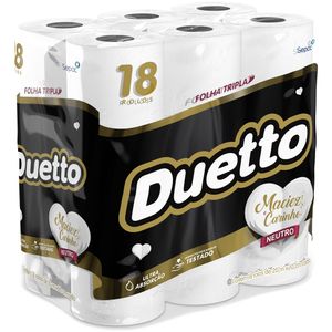 Papel Higiênico Duetto 20 Metros Folha Tripla Pacote 18 Unidades