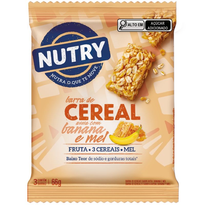 Barra de Cereal Nutry Banana, Aveia e Mel Pacote 3 Unidades