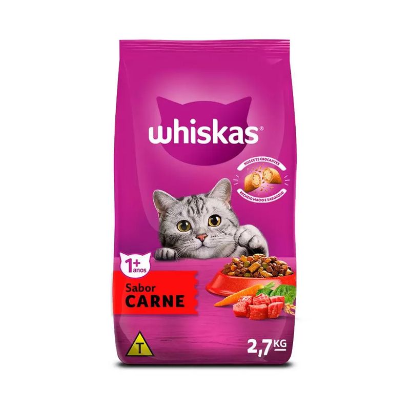 Ração Whiskas Adulto Carne Pacote 2,7kg
