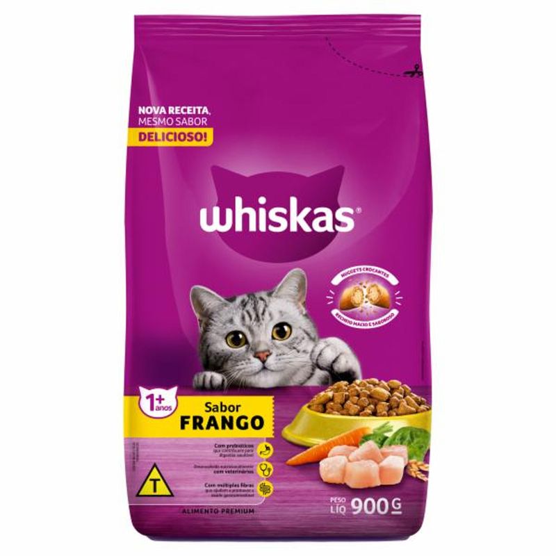 Ração Whiskas Adulto Frango Pacote 900g