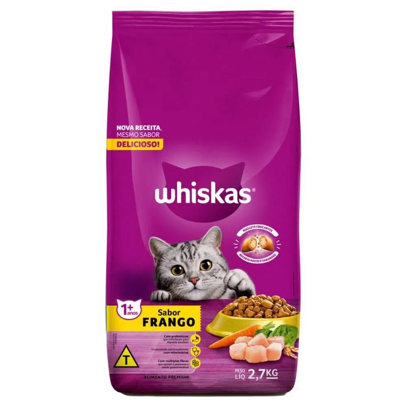 Ração Whiskas Adulto Frango Pacote 2,7kg
