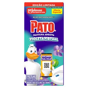 Detergente Sanitário Pastilha Adesiva Violeta Virtual Pato 3 Unidades