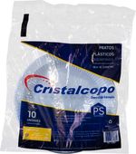 Prato Descartável PS Branco Cristalcopo 18 cm Pacote com 10un