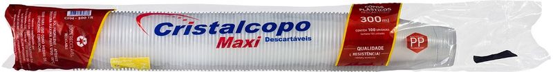 Copo Descartável Transparente Cristalcopo PP 300ml Pacote com 100un