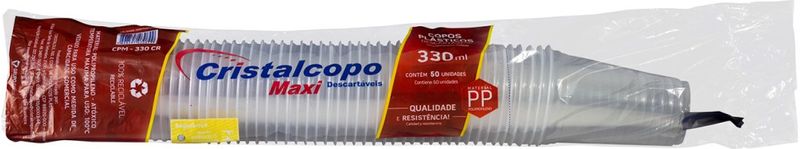 Copo Descartável Transparente Cristalcopo 330ml Pacote com 50un