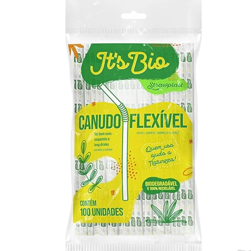 Canudo Strawplast Bio Flexivel Pacote 100 Unidades