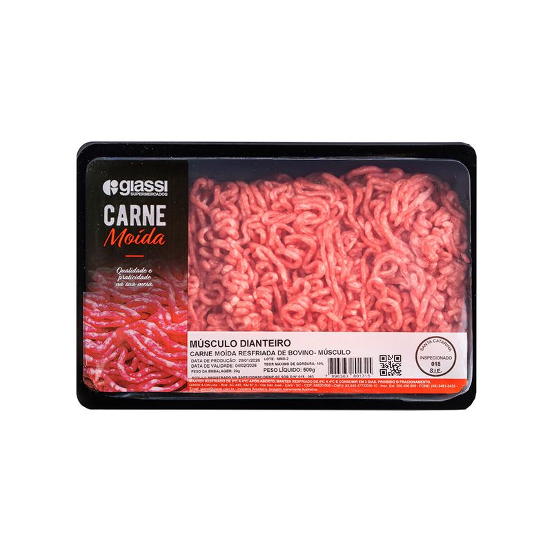 Carne Moída Resfriada de Bovino Músculo Dianteiro Bandeja 500g