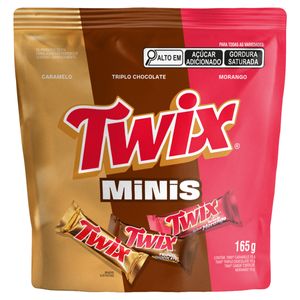 Minichocolate Caramelo, Triplo Chocolate e Torta de Morango Twix Pouch 165g 11 Unidades