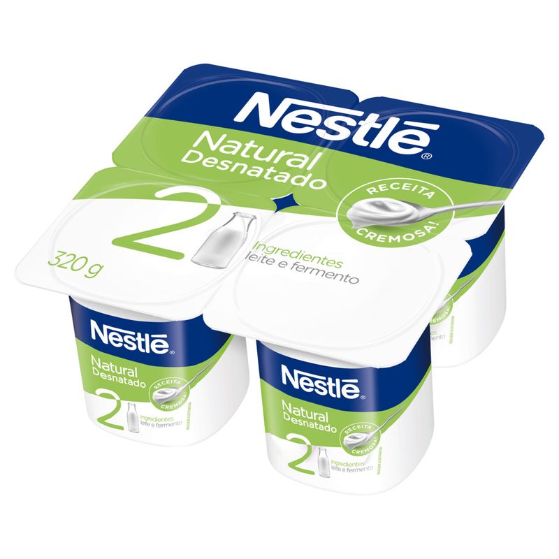 Iogurte Desnatado Natural Nestlé Bandeja 320g 4 Unidades