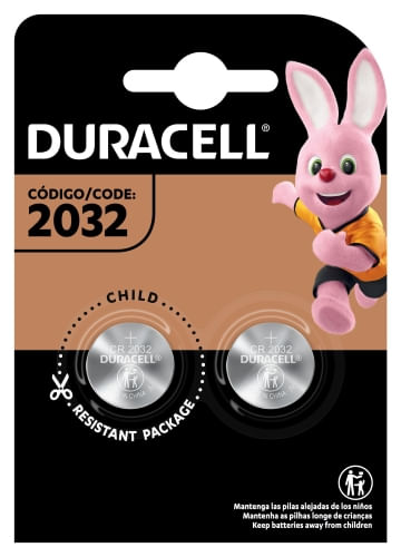 Pilha Duracell Lítio CR2032 Cartela 2 Unidades